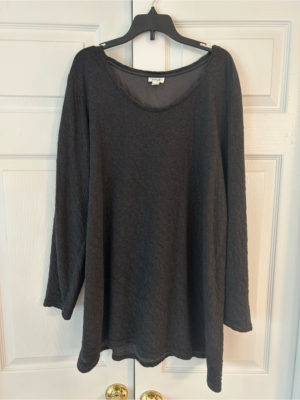 NWOT J.Jill Purejill Women’s Charcoal Gray Cotton Tunic Blouse Shirt Size M
